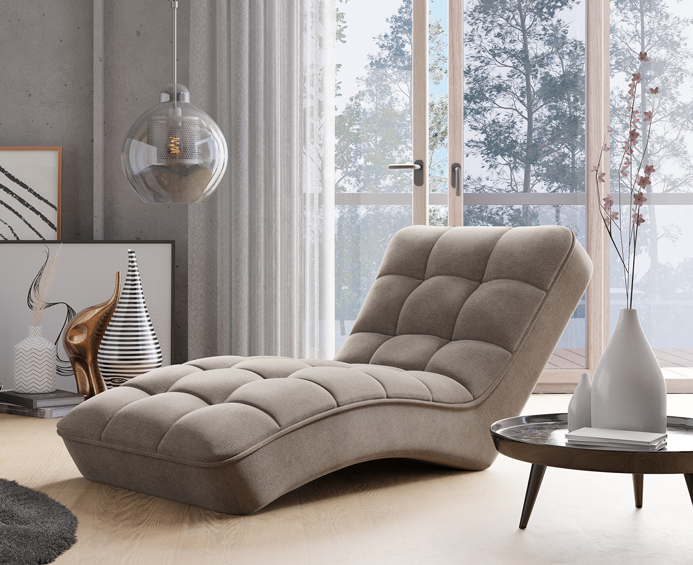 Loren Relaxliege 170x85 cm Grau (Velour - Gojo)