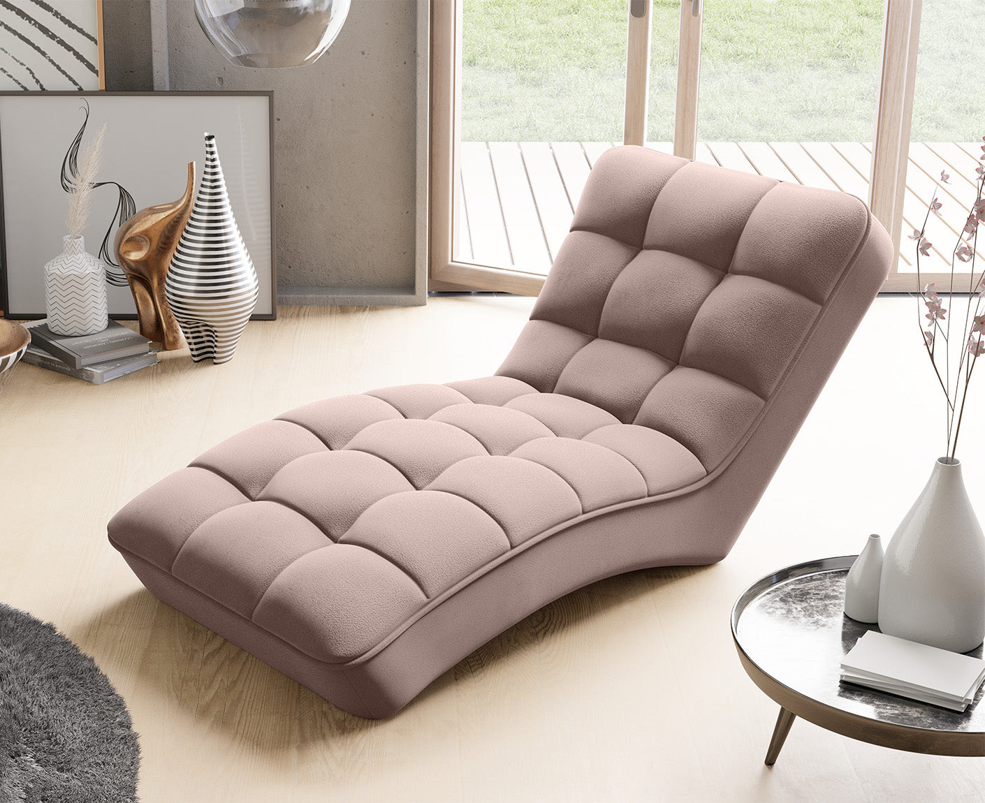 Loren Relaxliege 170x85 cm Grau (Velour - Gojo)