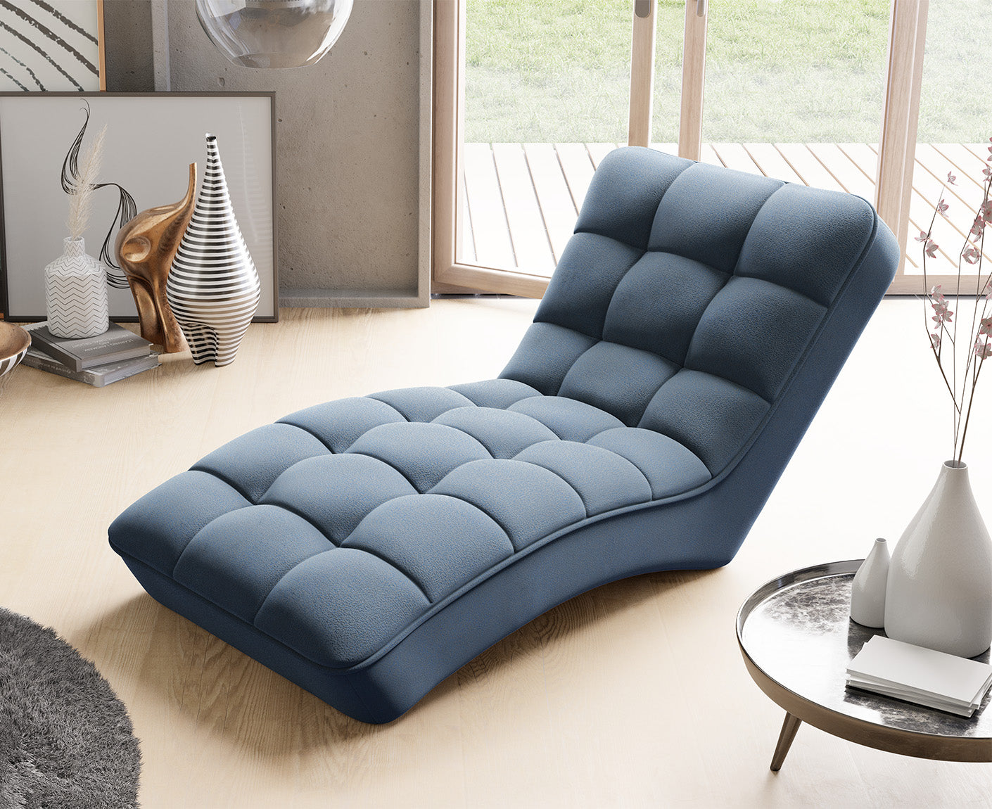 Loren Relaxliege 170x85 cm Grau (Velour - Gojo)