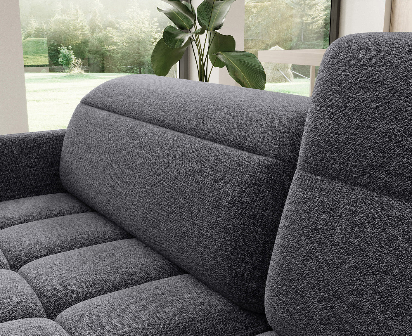 Barea Ecksofa 208x160 cm, mit Schlaffunktion und Bettkasten (Microvelour)