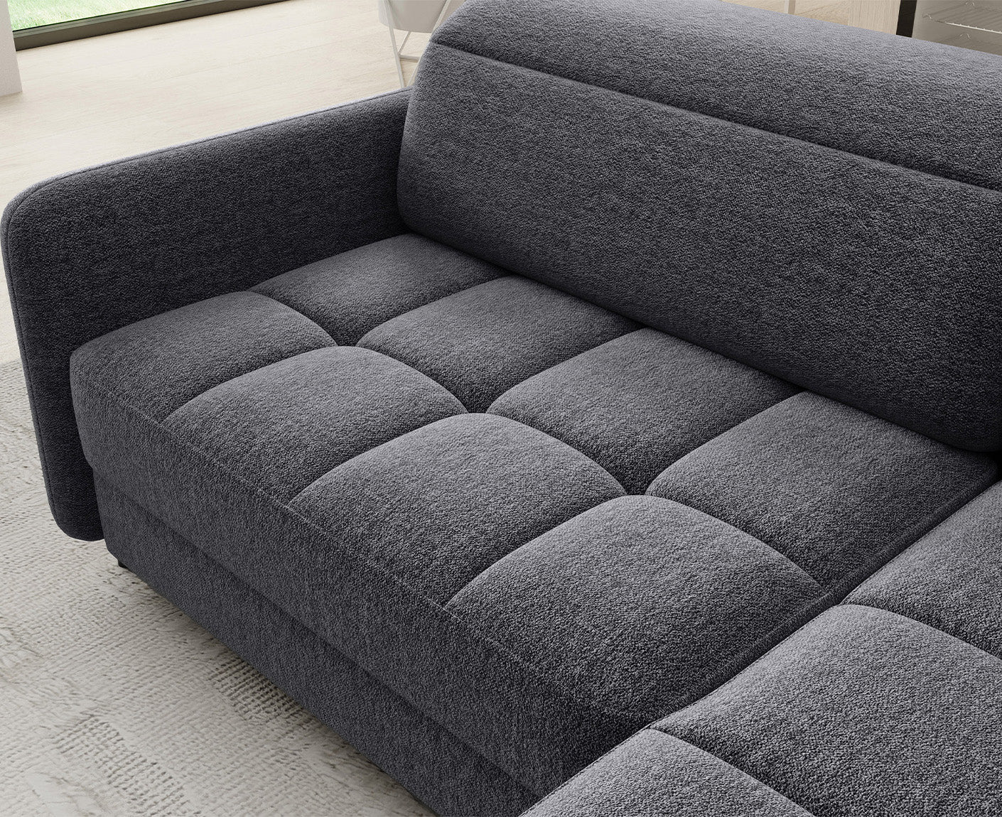 Barea Ecksofa 208x160 cm, mit Schlaffunktion und Bettkasten (Microvelour)