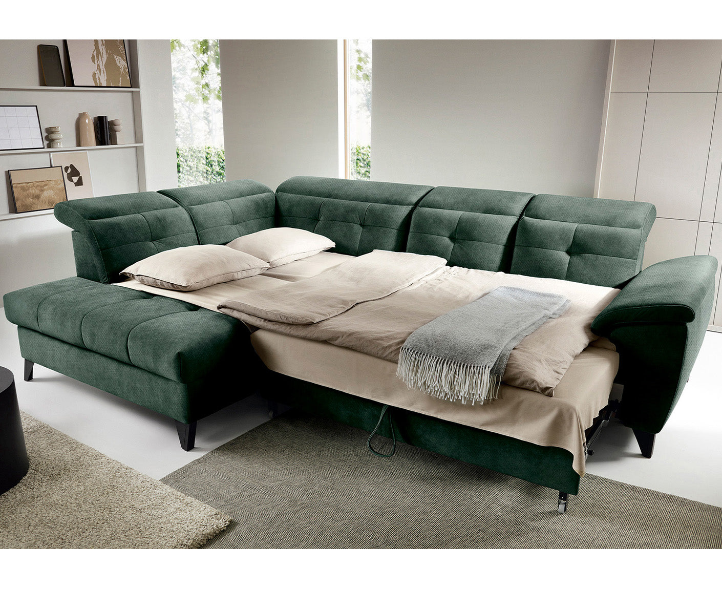 Inferne Ecksofa 297x210 cm, mit Schlaffunktion und Bettkasten