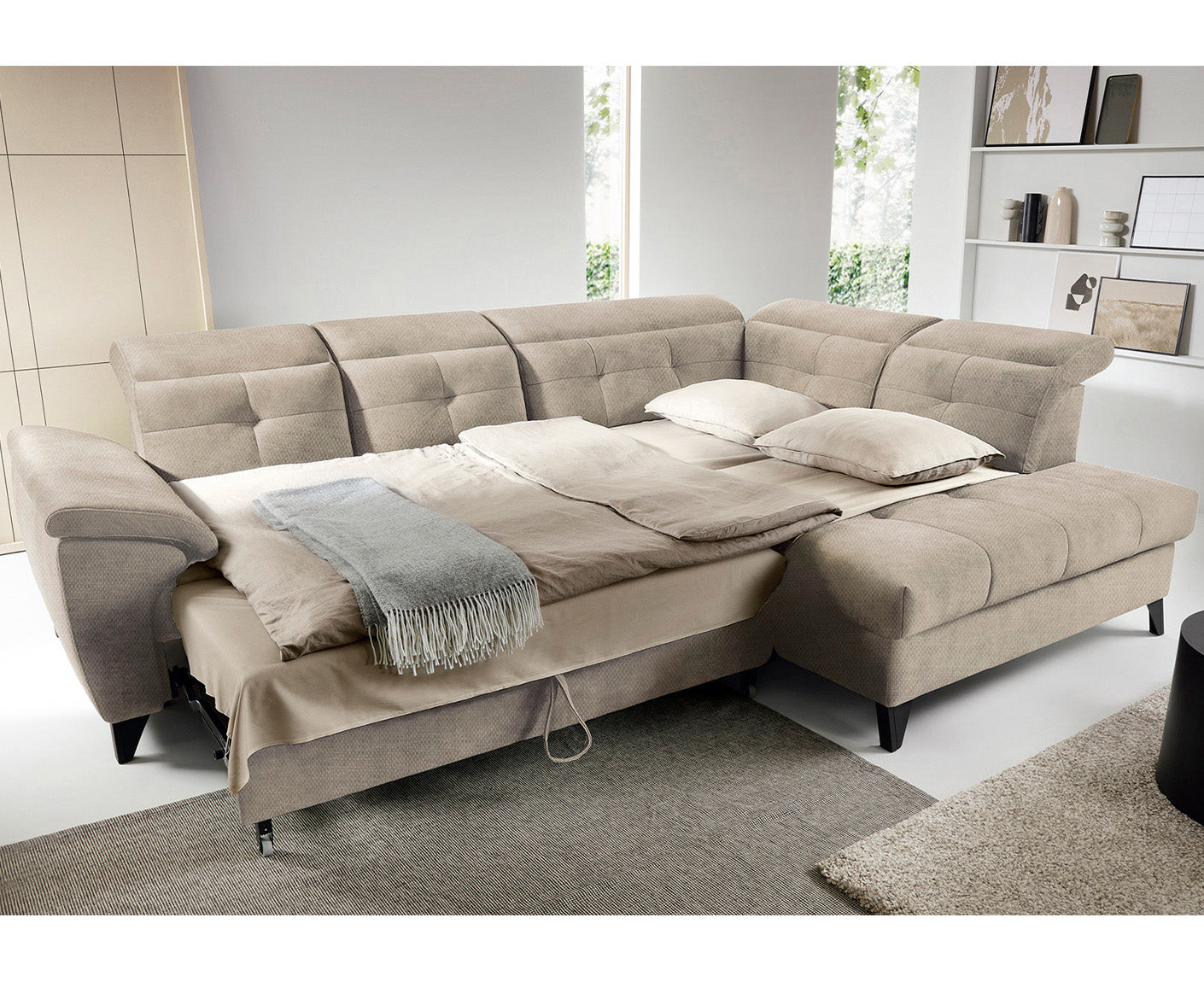 Inferne Ecksofa 297x210 cm, mit Schlaffunktion und Bettkasten