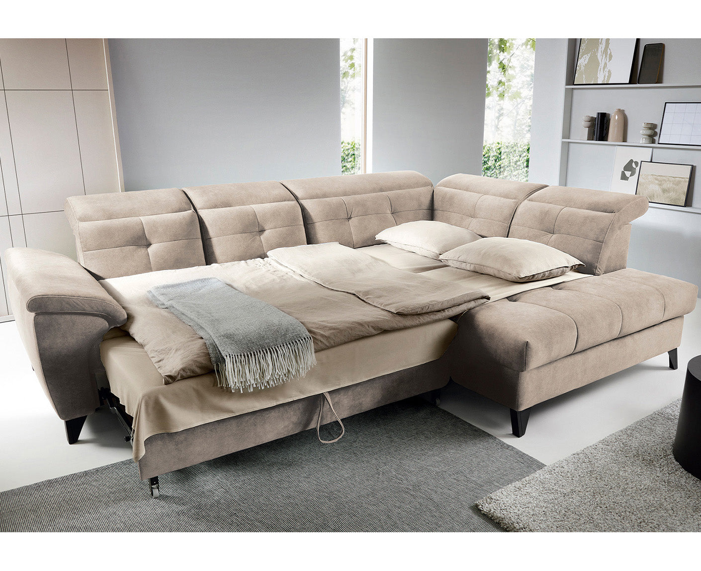 Inferne Ecksofa 297x210 cm, mit Schlaffunktion und Bettkasten