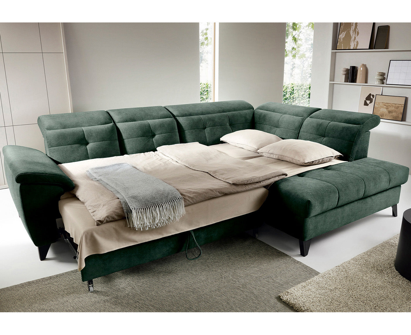 Inferne Ecksofa 297x210 cm, mit Schlaffunktion und Bettkasten