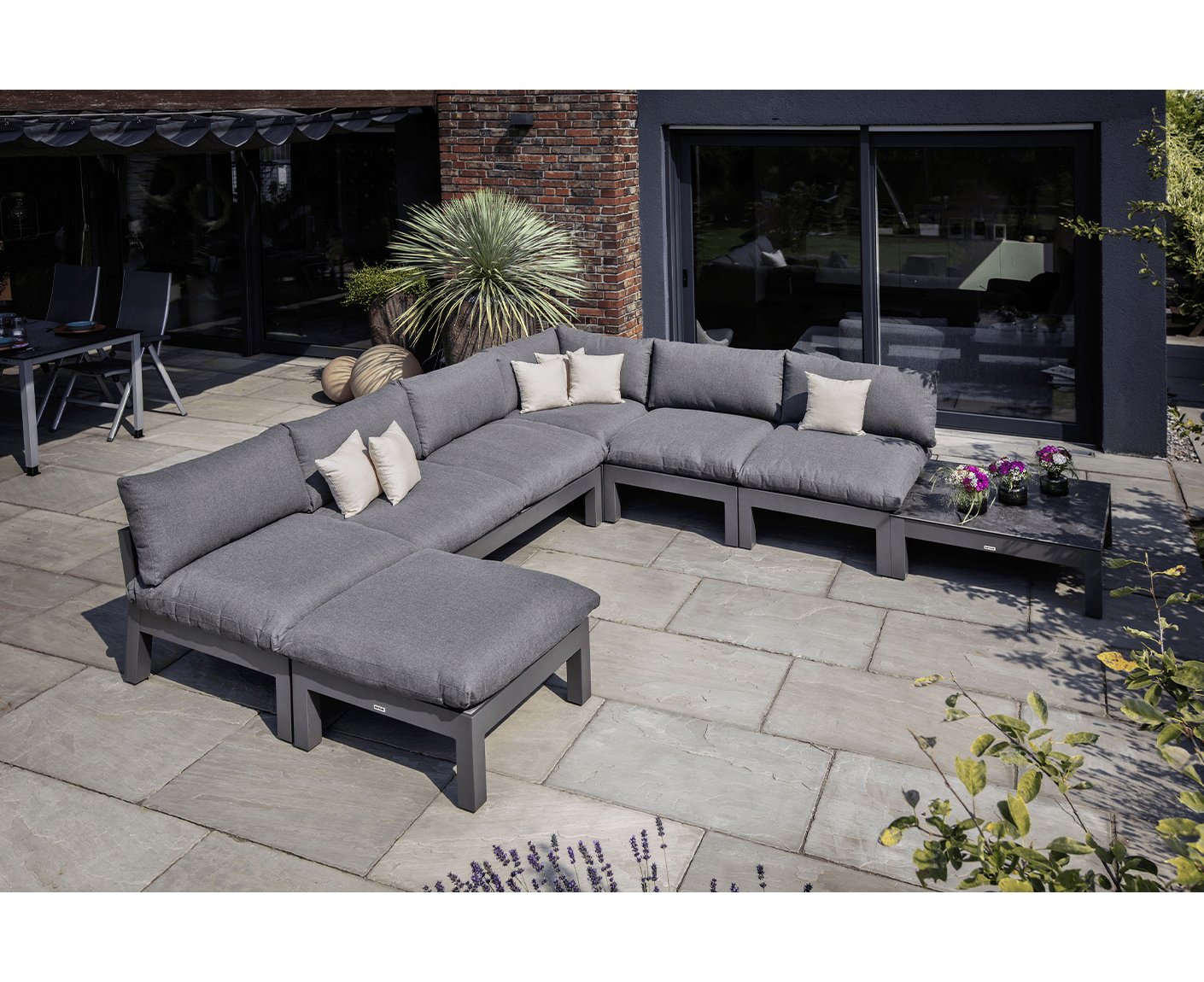 Kettler Gartenlounge Comfort Loungeset Outdoorsofa 6-teilig Anthrazit / Graphit