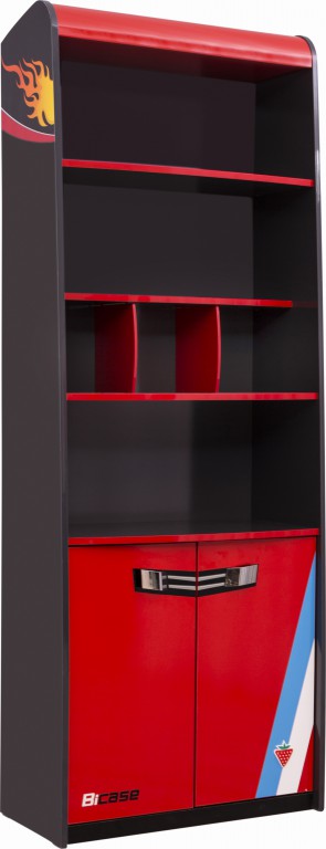 Cilek CHAMPION RACER Bücherregal Regal Schrank Grau/Rot - Voelpe