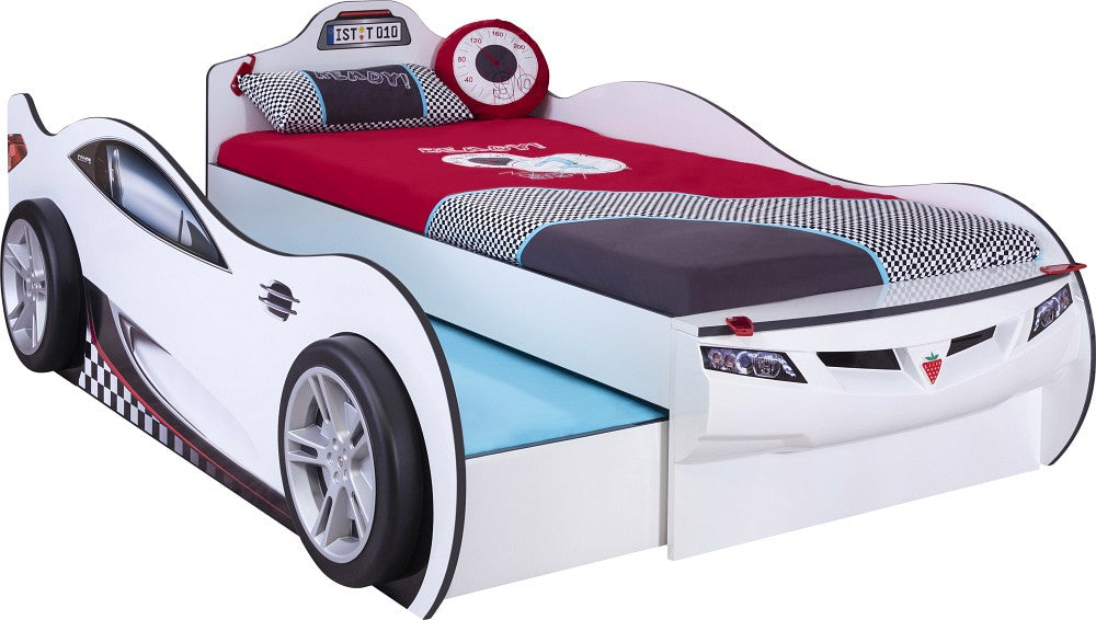 Cilek COUPE Autobett Kinderbett Bett Ausziehbett Rennfahrerbett Weiß