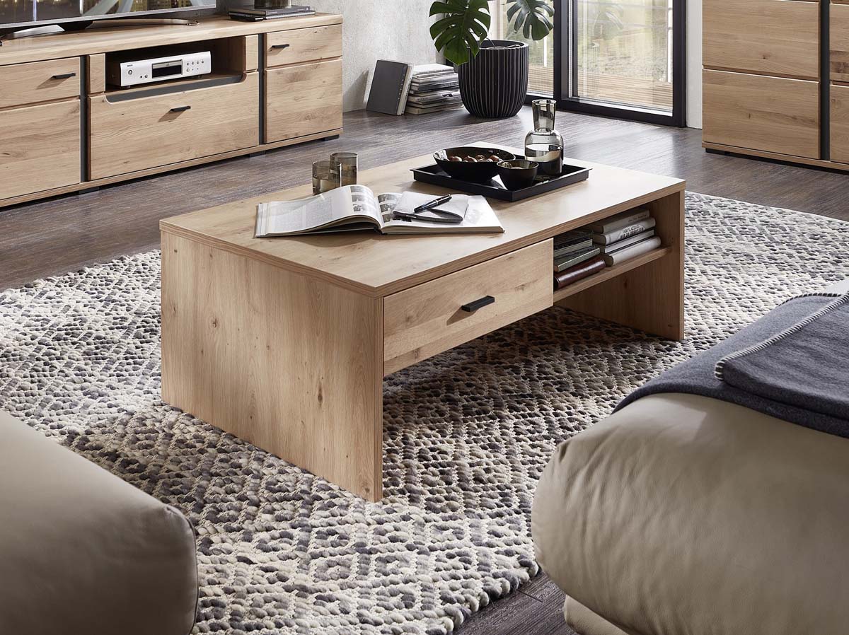 Sonos II Couchtisch Altesche Bianco Massiv / Mattschwarz