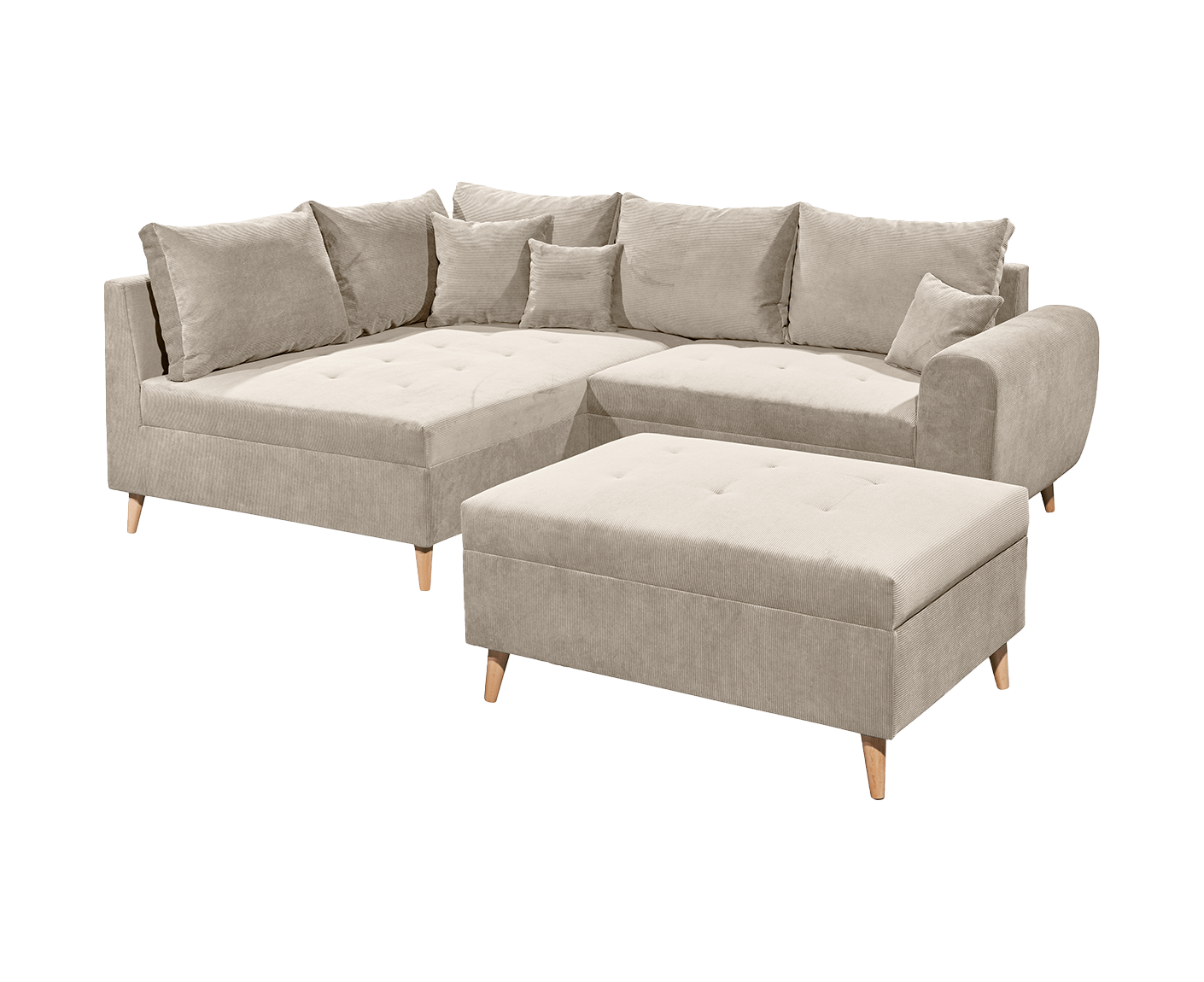 Calanda Ecksofa inkl. Hocker 249 x 175 cm (Cord) - Voelpe