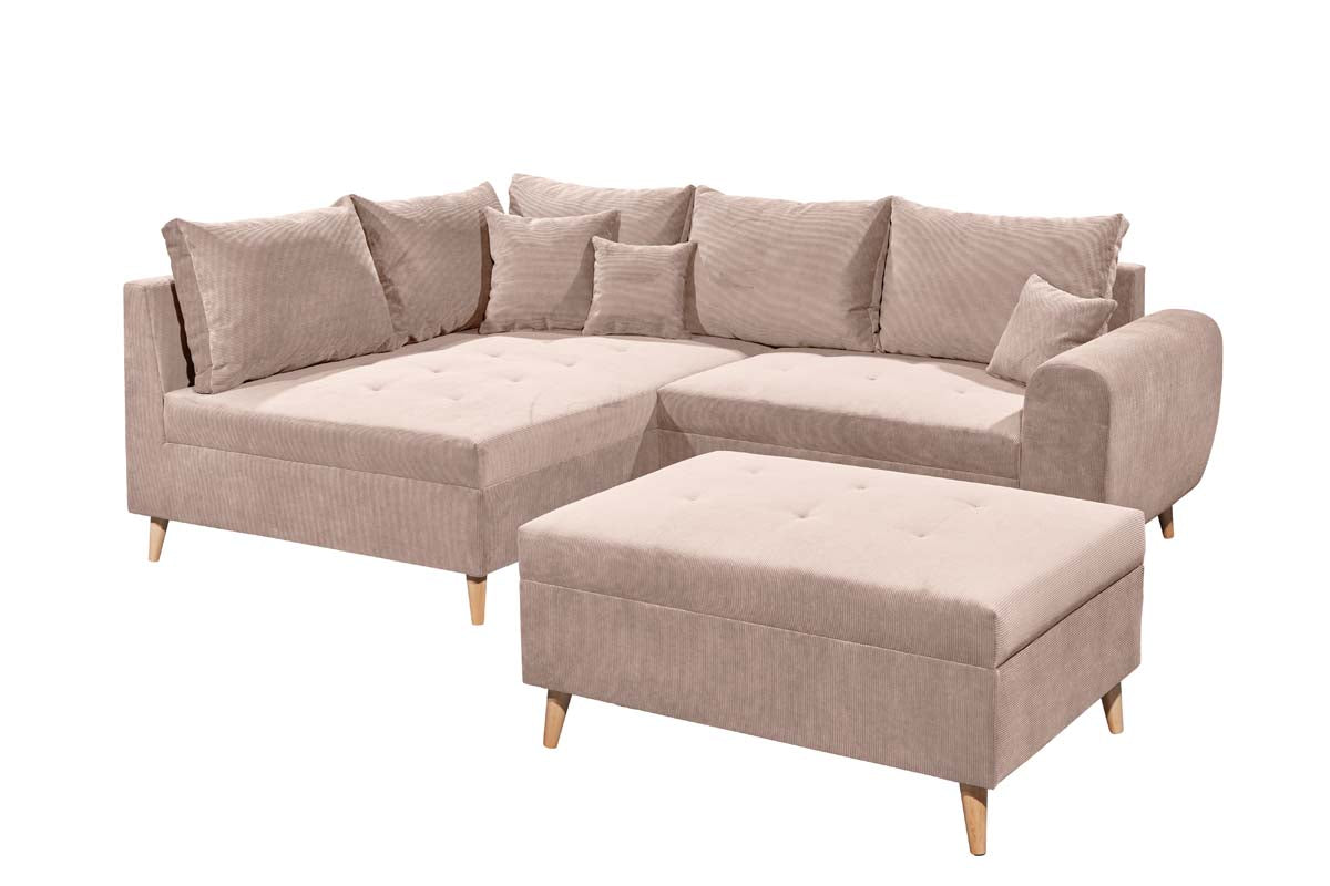 Calanda Ecksofa inkl. Hocker 249 x 175 cm Rosa