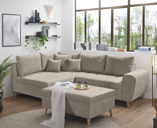 Calanda Ecksofa inkl. Hocker 249 x 175 cm (Microvelour) - Voelpe