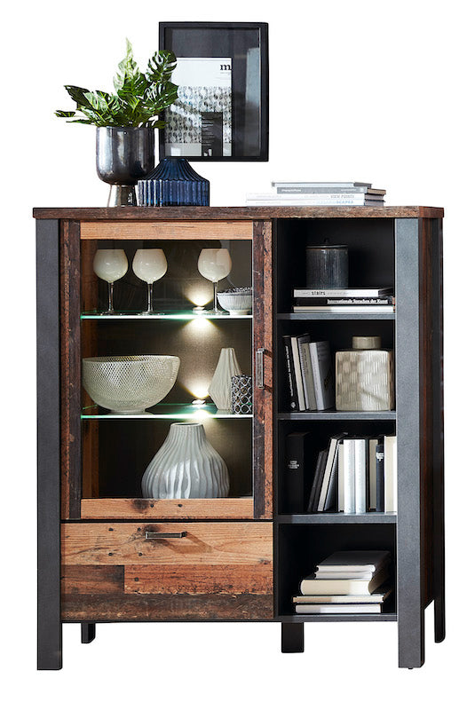 Cardiff Highboard inkl. Beleuchtung Used Style - Voelpe