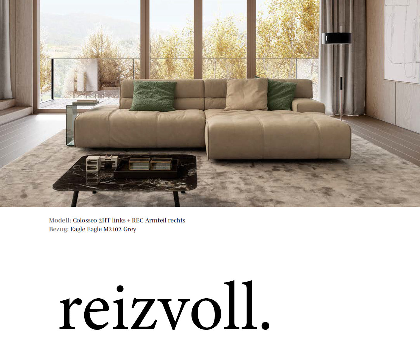 designwerk Colosseo Ecksofa | 285 x 170 cm| Echtleder