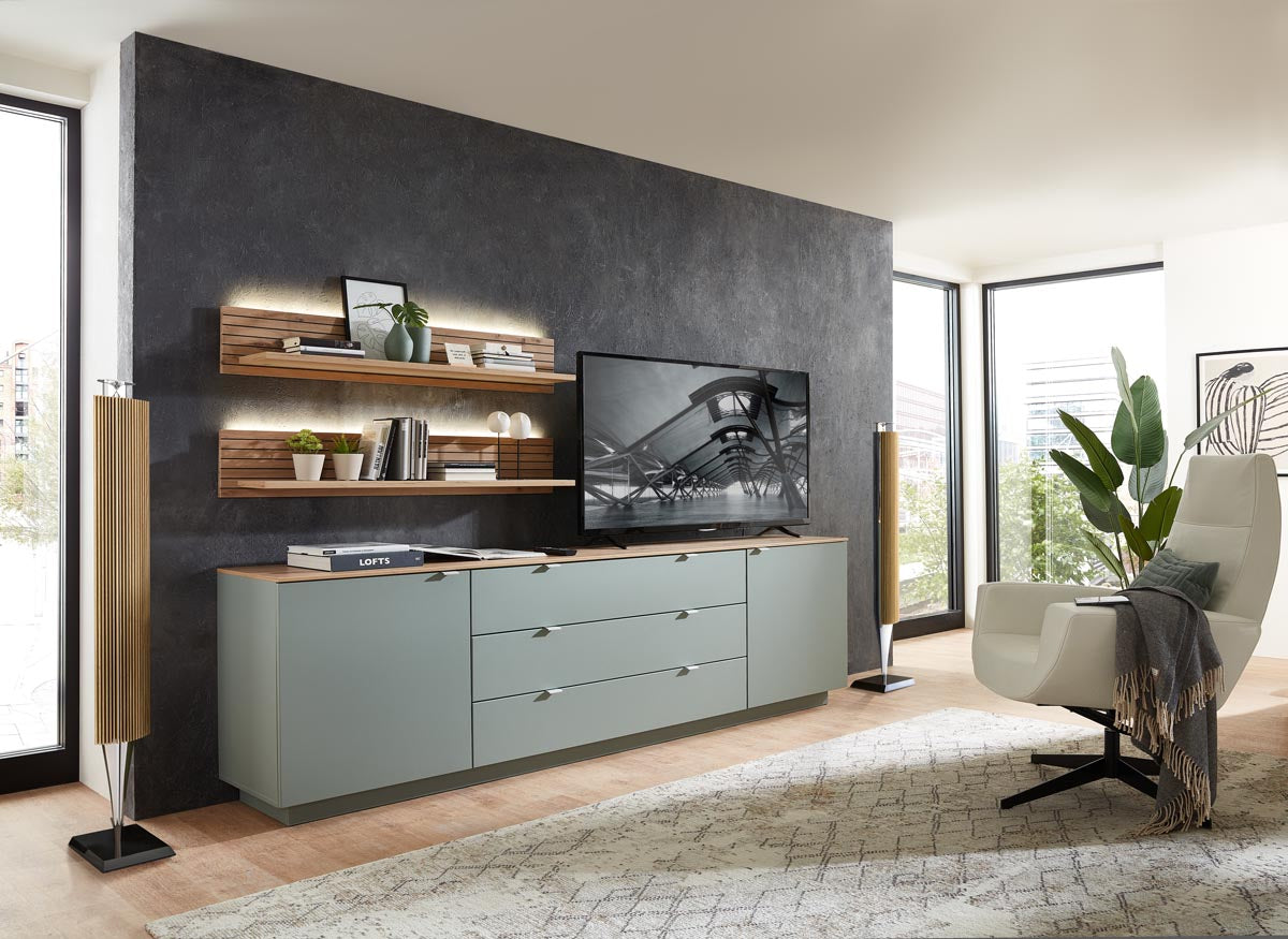 Core Sideboard Schilf supermatt / Artisan Eiche