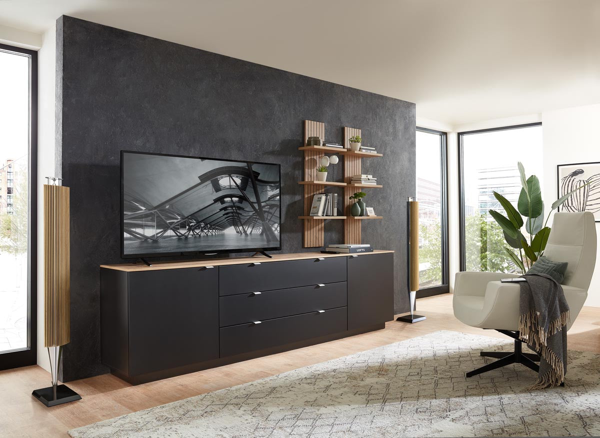 Core Sideboard Schwarz supermatt / Artisan Eiche