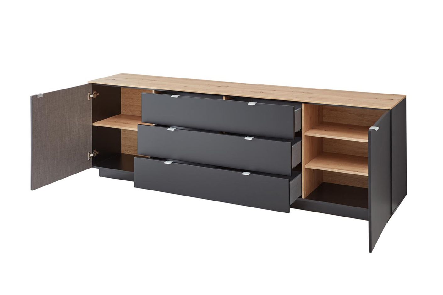 Core Sideboard Schwarz supermatt / Artisan Eiche