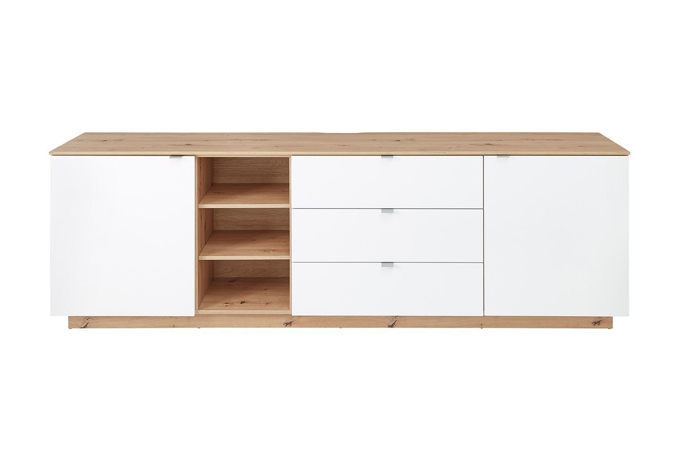 Core Sideboard mit drei offenen Fächern, Weiß / Artisan Eiche