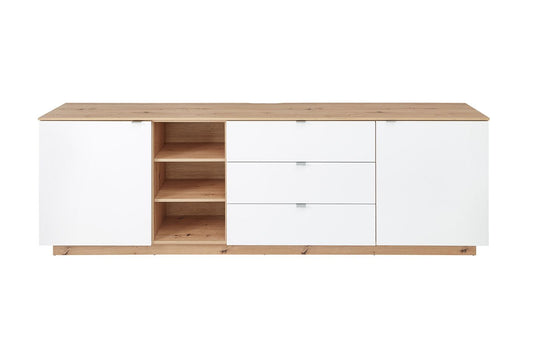 Core Sideboard mit drei offenen Fächern, Weiß / Artisan Eiche