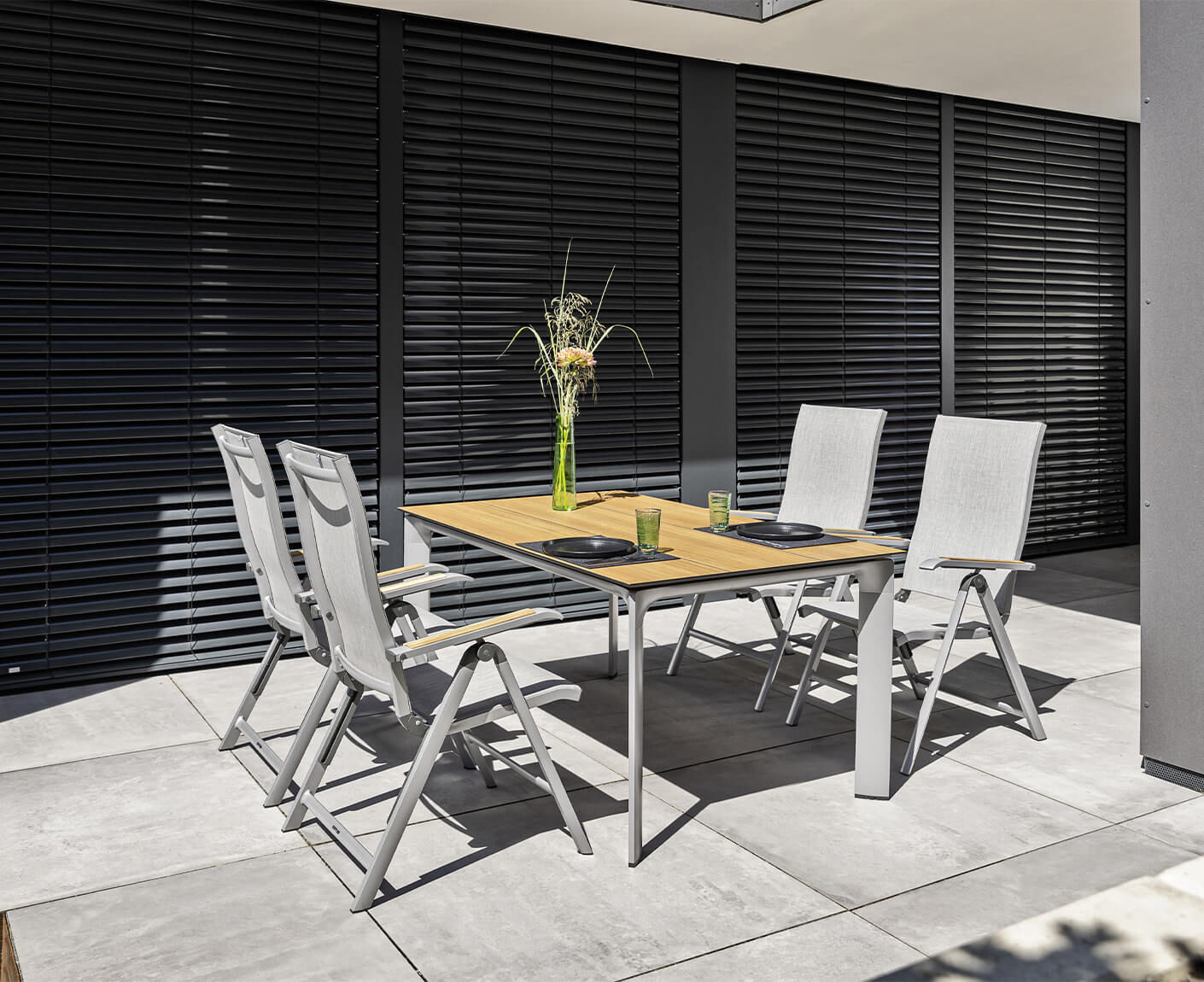 Kettler Diamond Gartenmöbelset 5-teilig Teakholz Silber / Grau