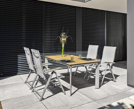 Kettler Diamond Gartenmöbelset 5-teilig Teakholz Silber / Grau
