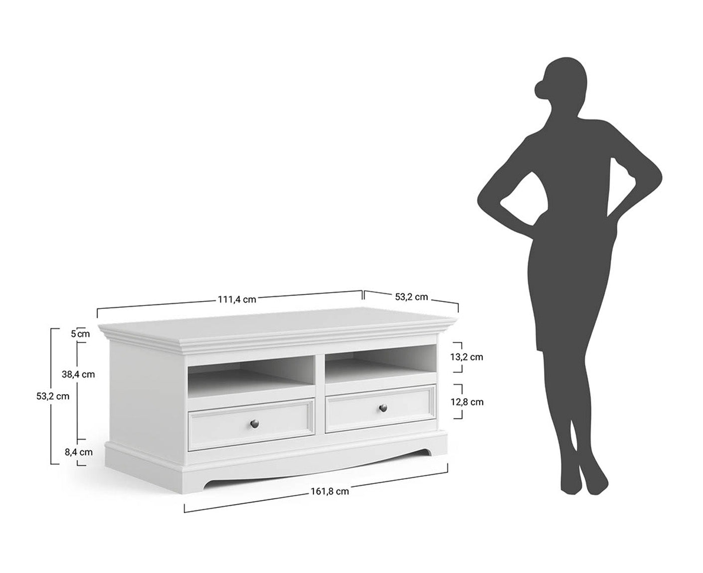 Belluno Elegante Lowboard 111x53 cm Massivholz