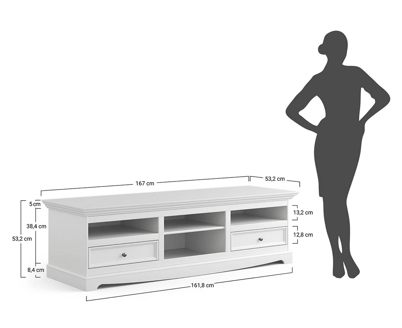 Belluno Elegante Lowboard 167x53 cm Massivholz