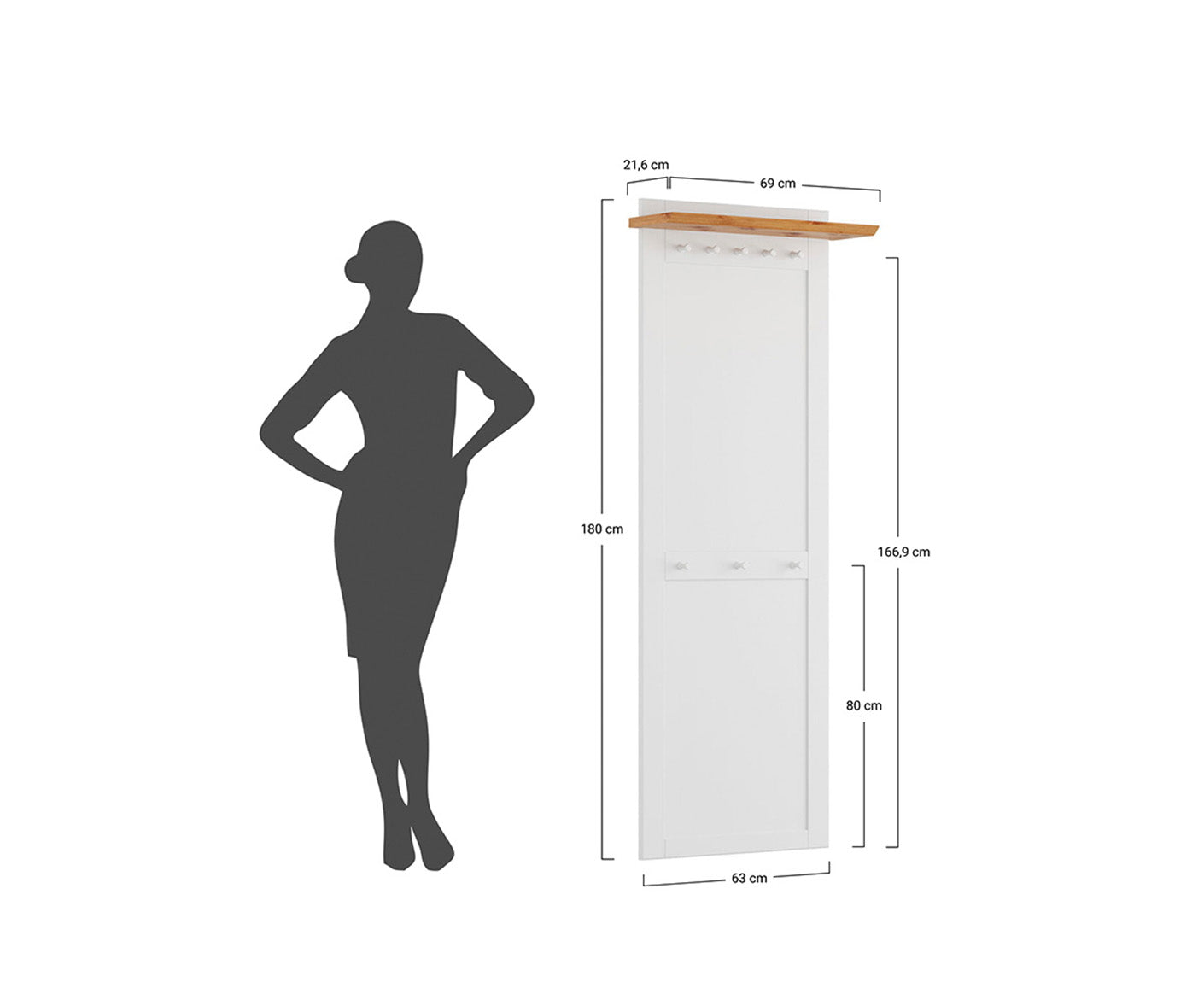 Marone Elite Garderobenpaneel Massivholz Weiß / Grau