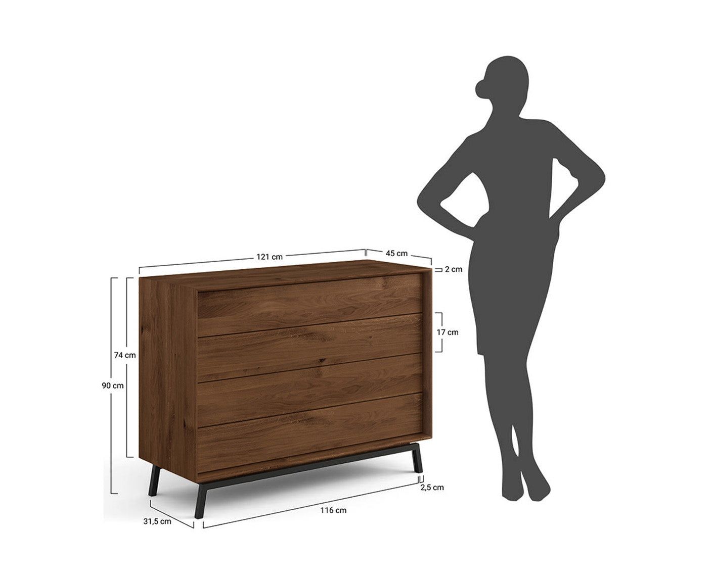 Modern Loft Kommode Massivholz Eiche geölt