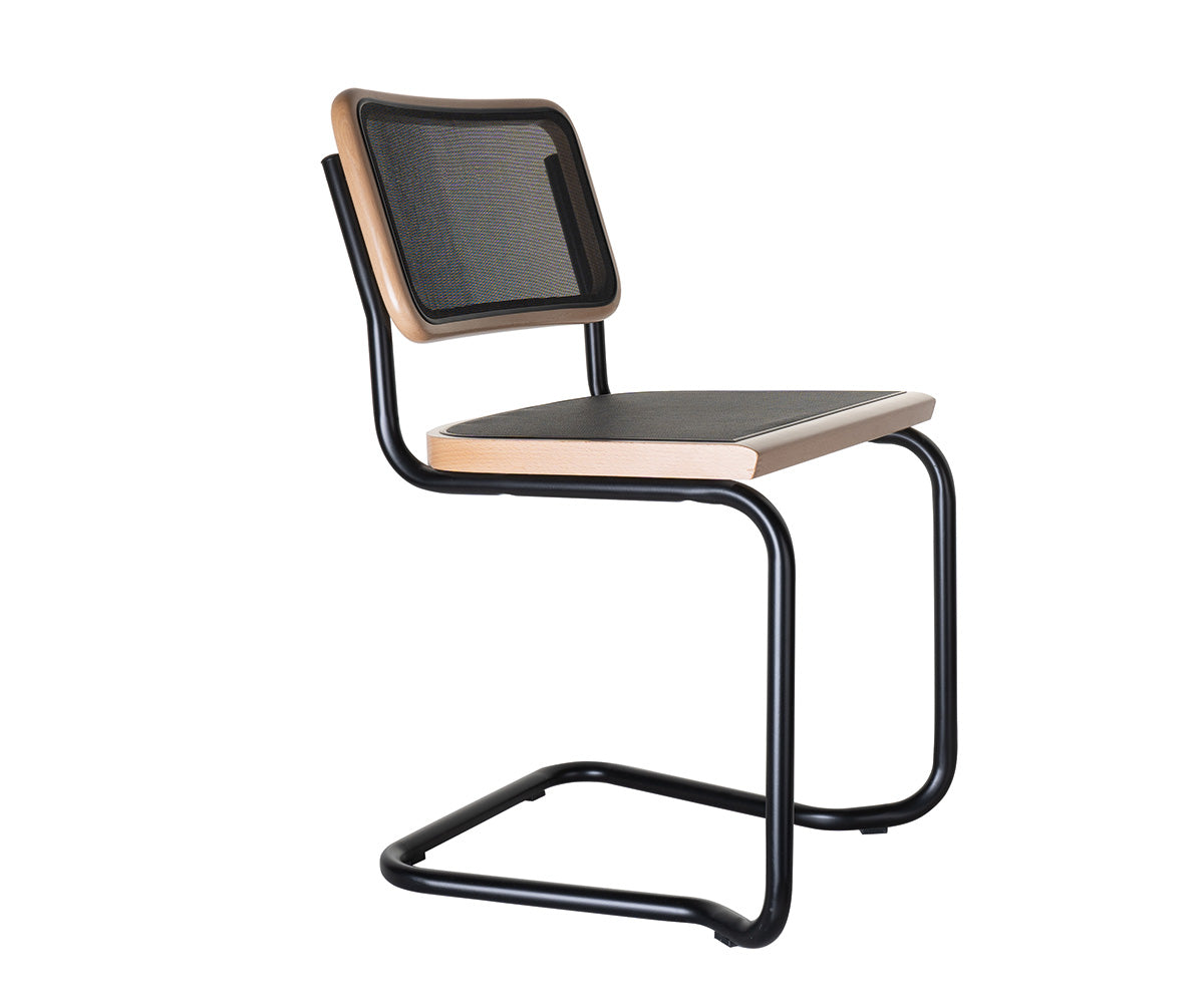 Holm Freischwinger mit Meshgewebe Buche Natur / Schwarz