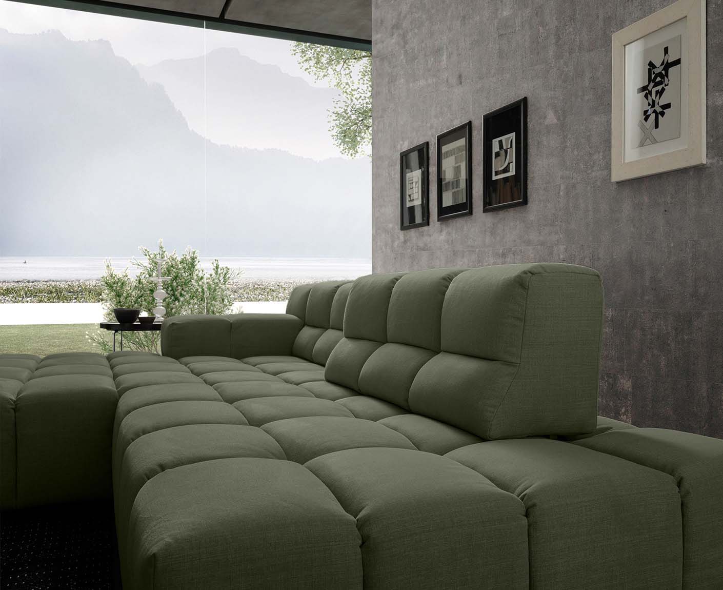 designwerk Temple Ecksofa | 286 x 169 cm| mit Rückenverstellung | Flachgewebe