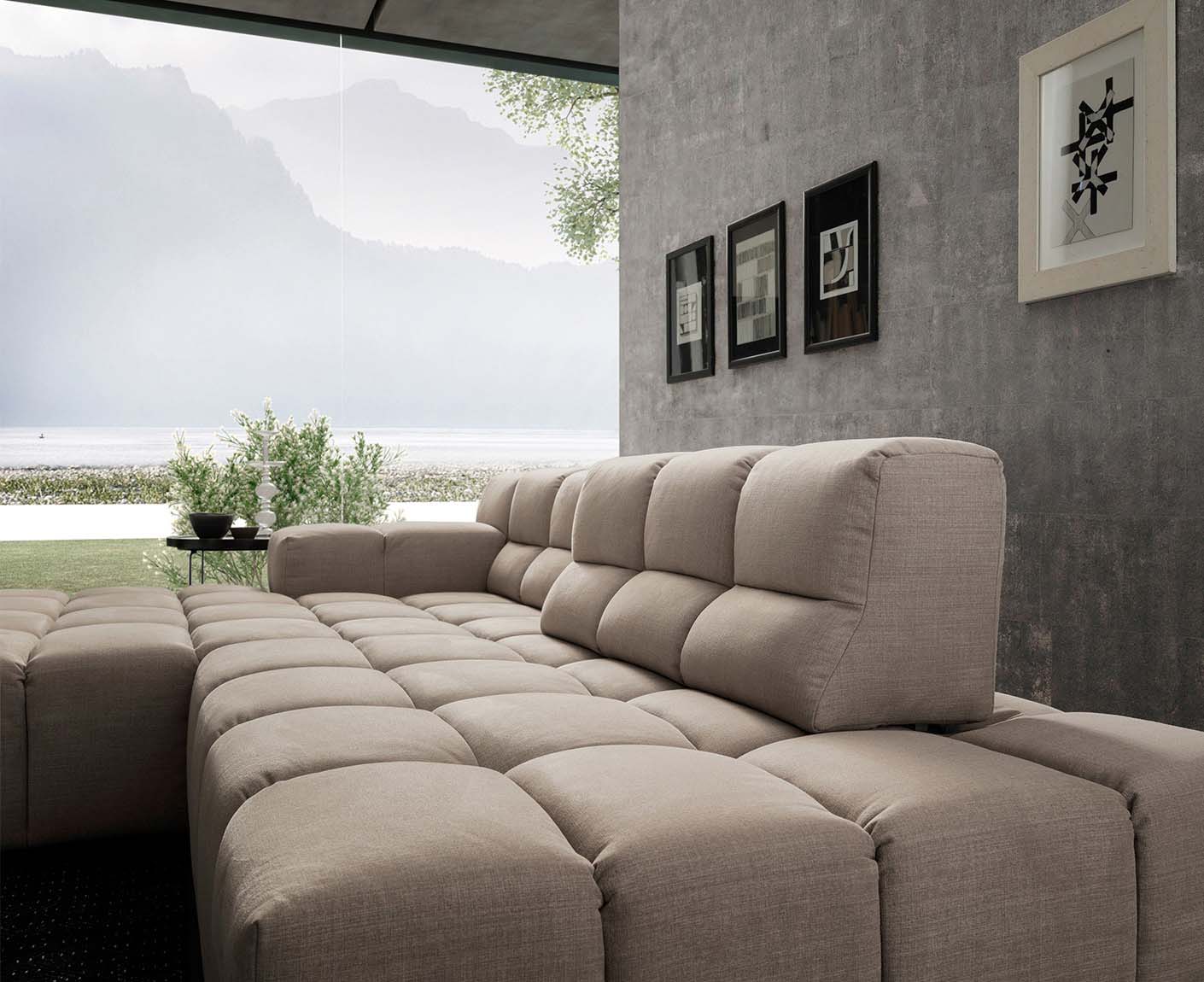 designwerk Temple Ecksofa | 286 x 169 cm| mit Rückenverstellung | Flachgewebe