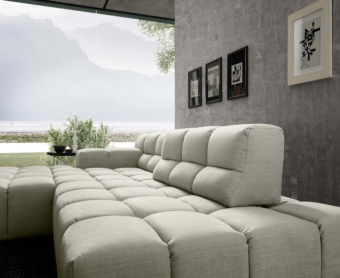 designwerk Temple Ecksofa | 286 x 169 cm| mit Rückenverstellung | Flachgewebe