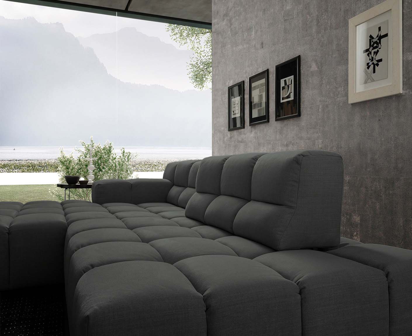 designwerk Temple Ecksofa | 286 x 169 cm| mit Rückenverstellung | Flachgewebe