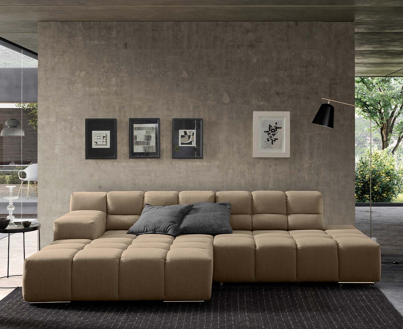 designwerk Temple Ecksofa | 286 x 169 cm| mit Rückenverstellung | Flachgewebe
