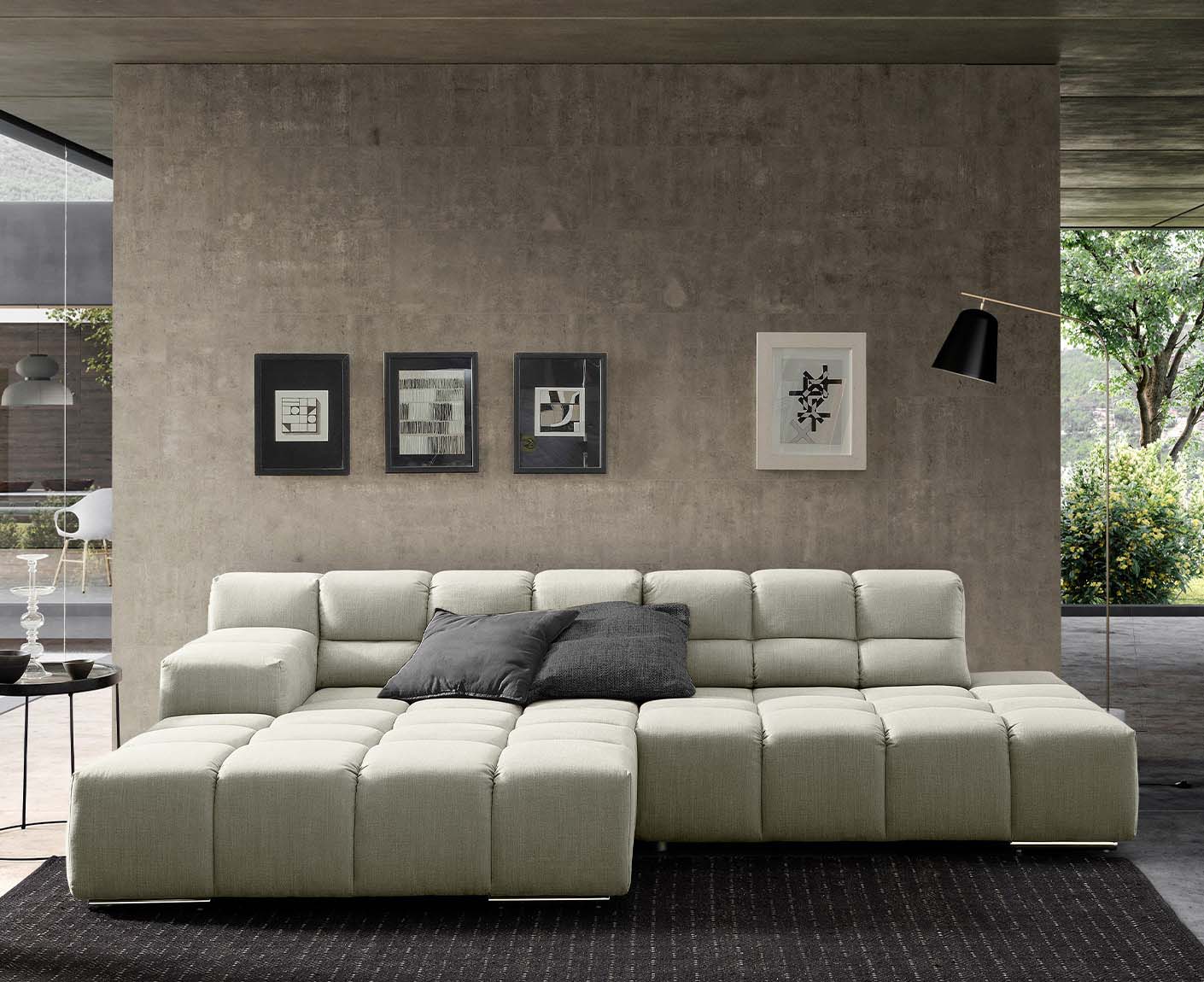 designwerk Temple Ecksofa | 286 x 169 cm| mit Rückenverstellung | Flachgewebe