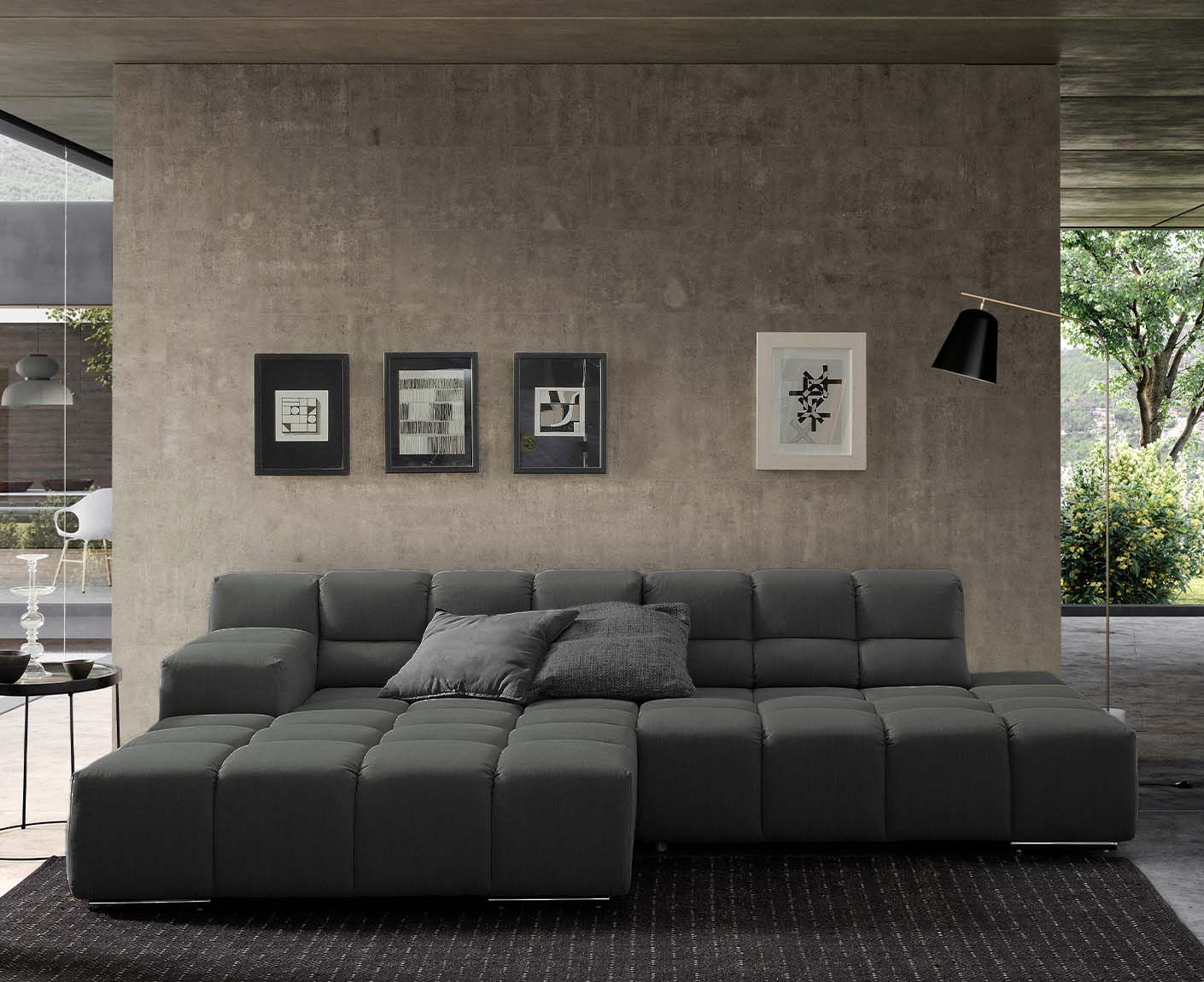 designwerk Temple Ecksofa | 286 x 169 cm| mit Rückenverstellung | Flachgewebe