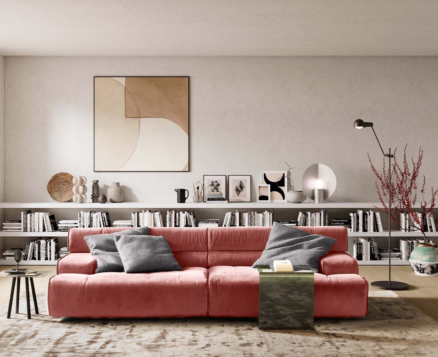 designwerk Colosseo 3-Sitzer Sofa | 280 x 114 cm| Velourstoff
