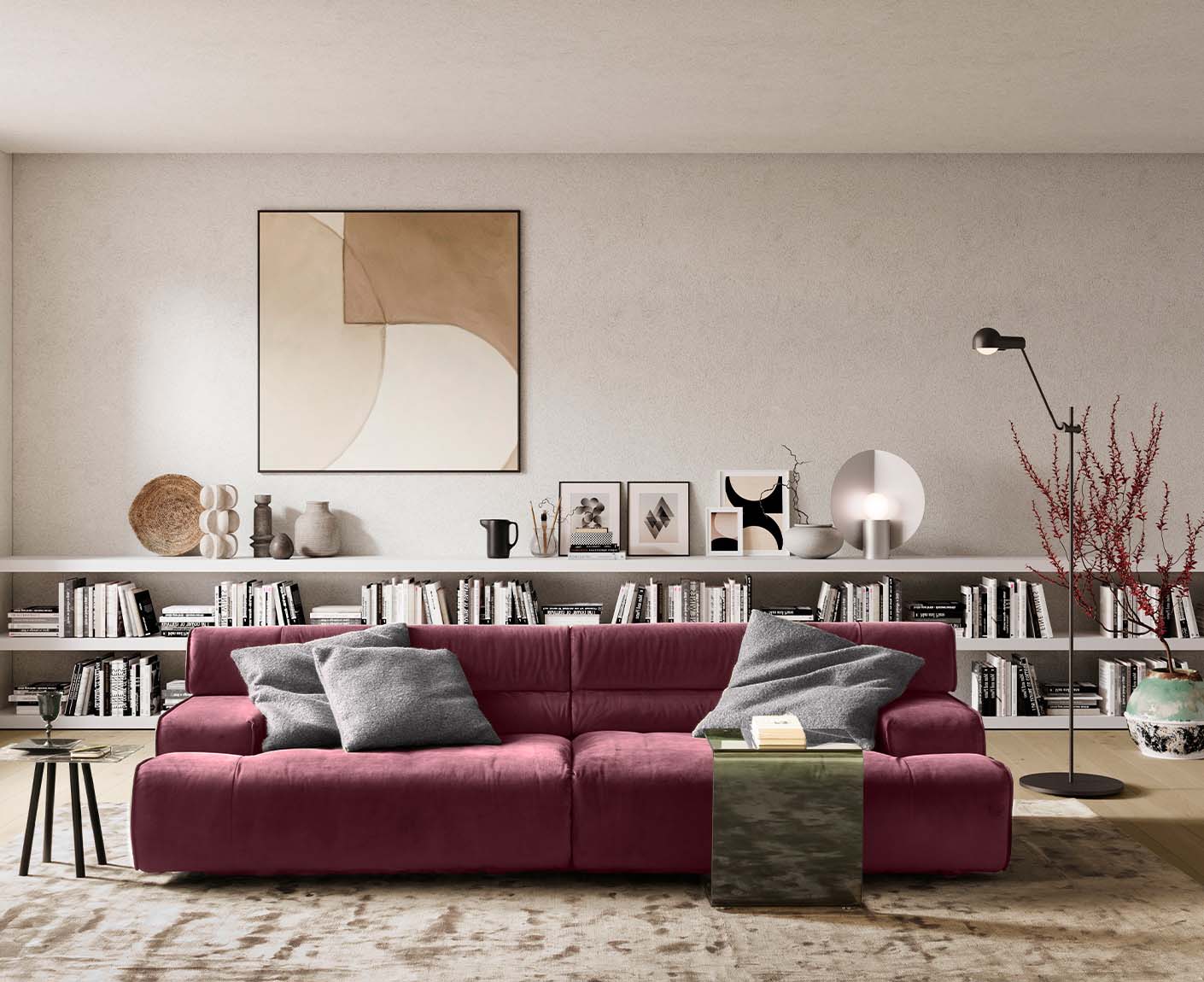 designwerk Colosseo 3-Sitzer Sofa | 280 x 114 cm| Velourstoff