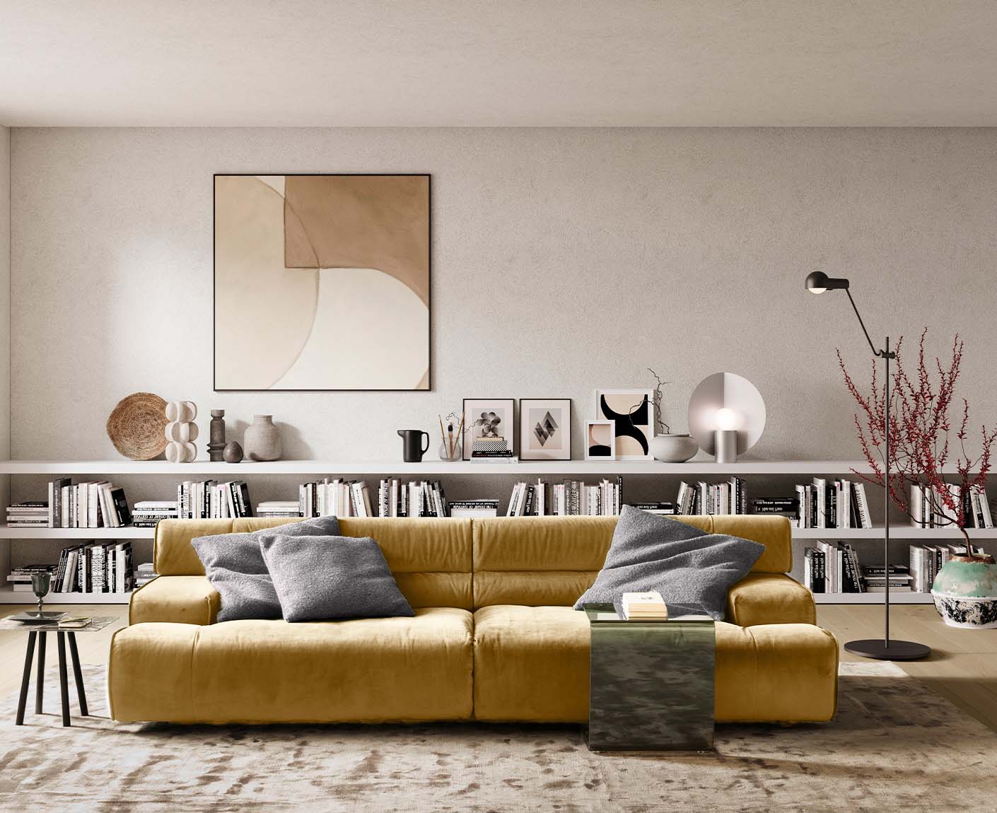 designwerk Colosseo 3-Sitzer Sofa | 280 x 114 cm| Velourstoff