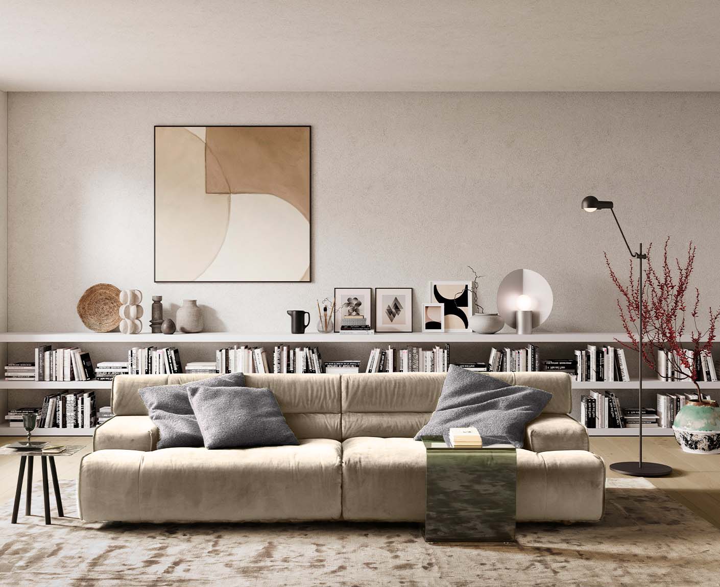 designwerk Colosseo 3-Sitzer Sofa | 280 x 114 cm| Velourstoff