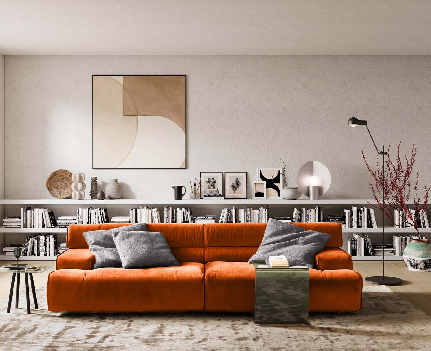 designwerk Colosseo 3-Sitzer Sofa | 280 x 114 cm| Velourstoff