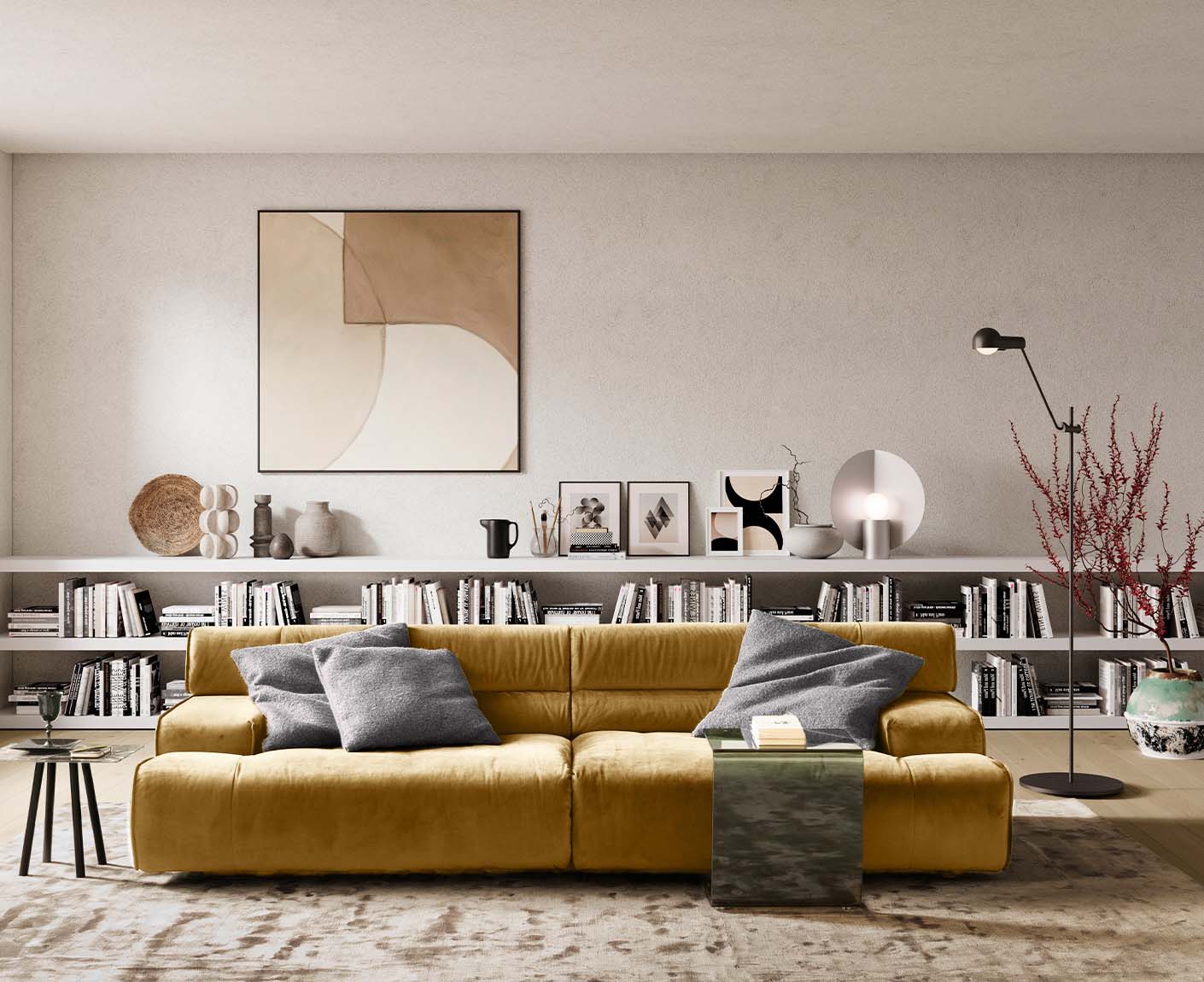 designwerk Colosseo 3-Sitzer Sofa | 280 x 114 cm| Velourstoff