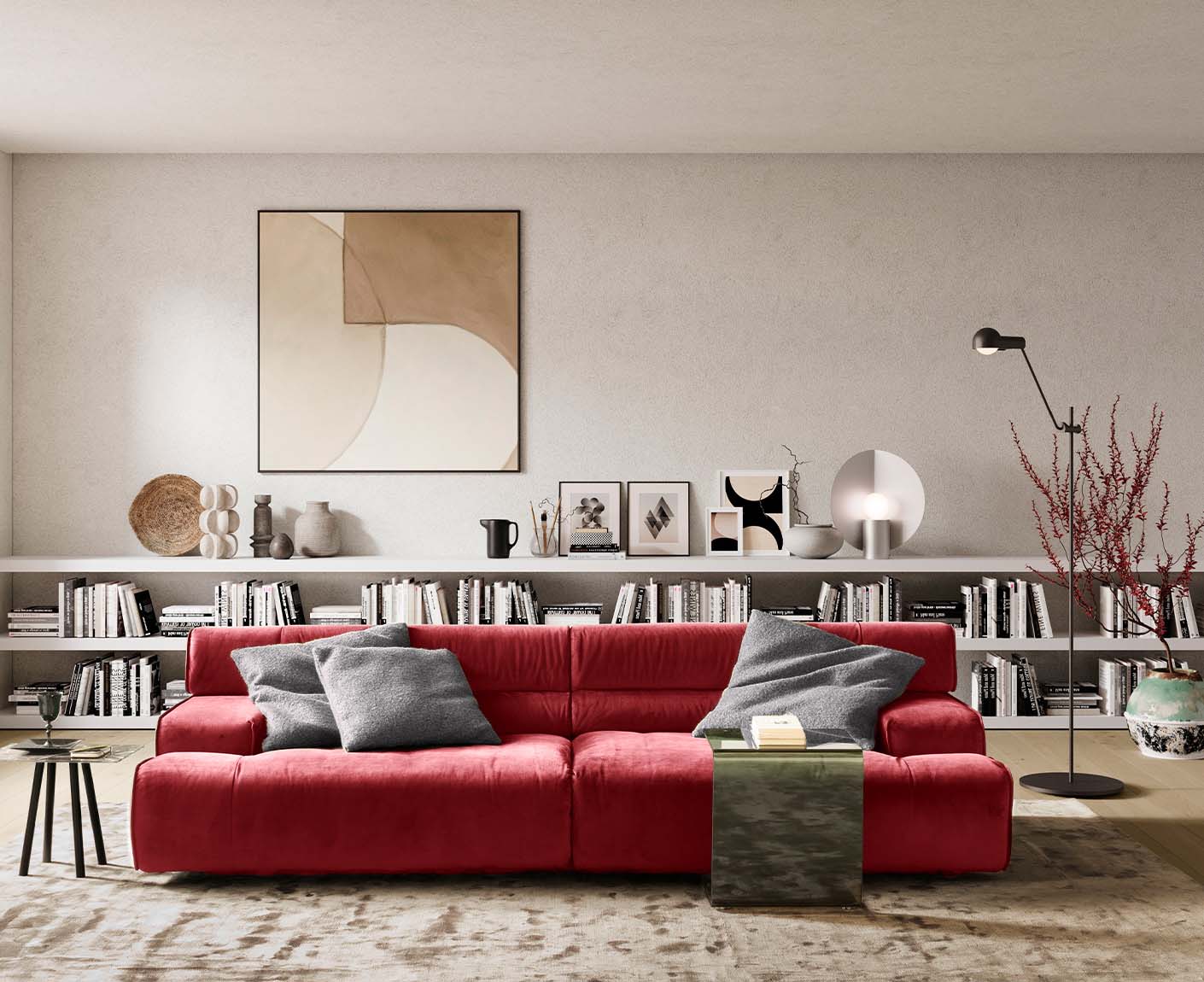 designwerk Colosseo 3-Sitzer Sofa | 280 x 114 cm| Velourstoff