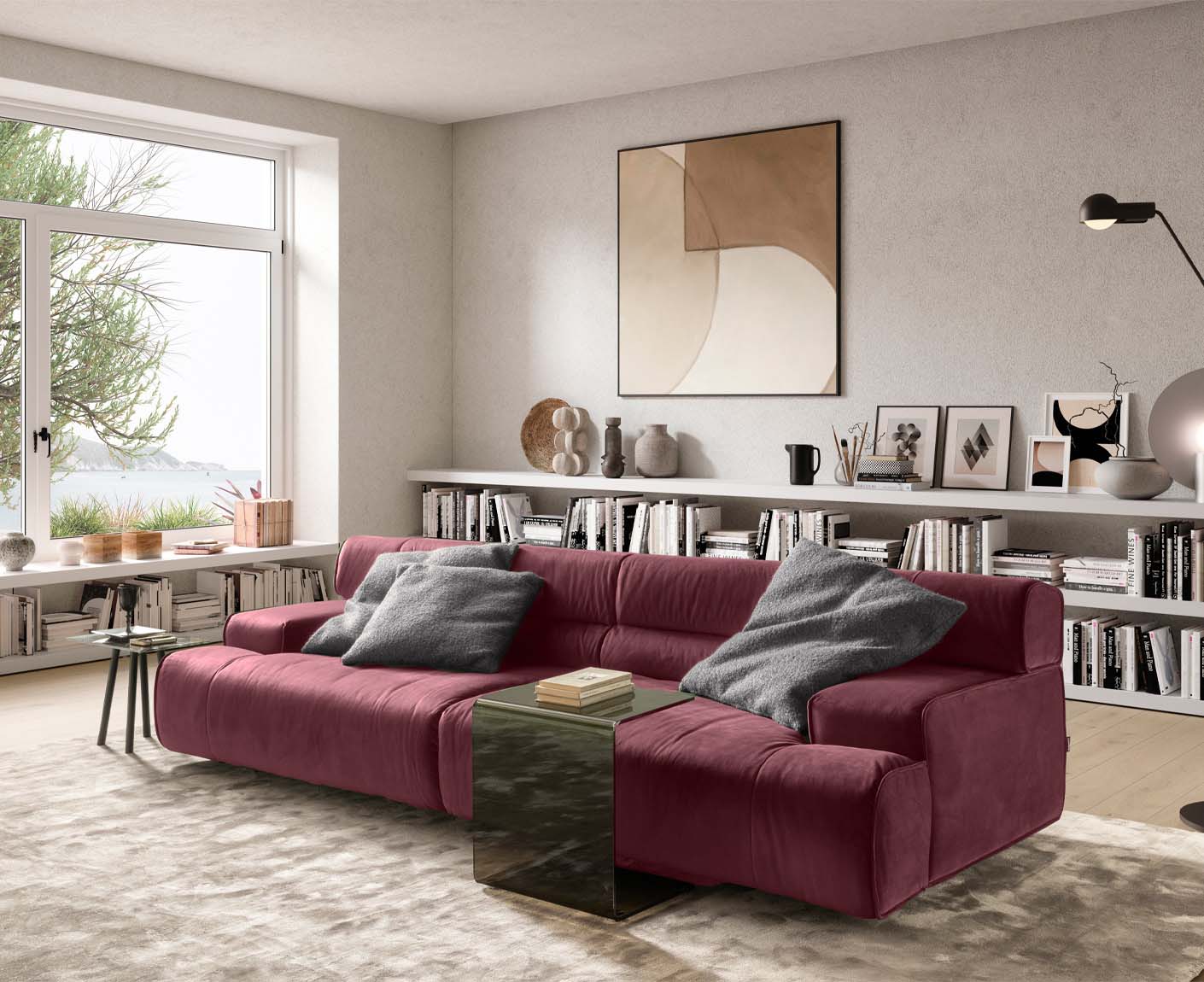 designwerk Colosseo 3-Sitzer Sofa | 280 x 114 cm| Velourstoff