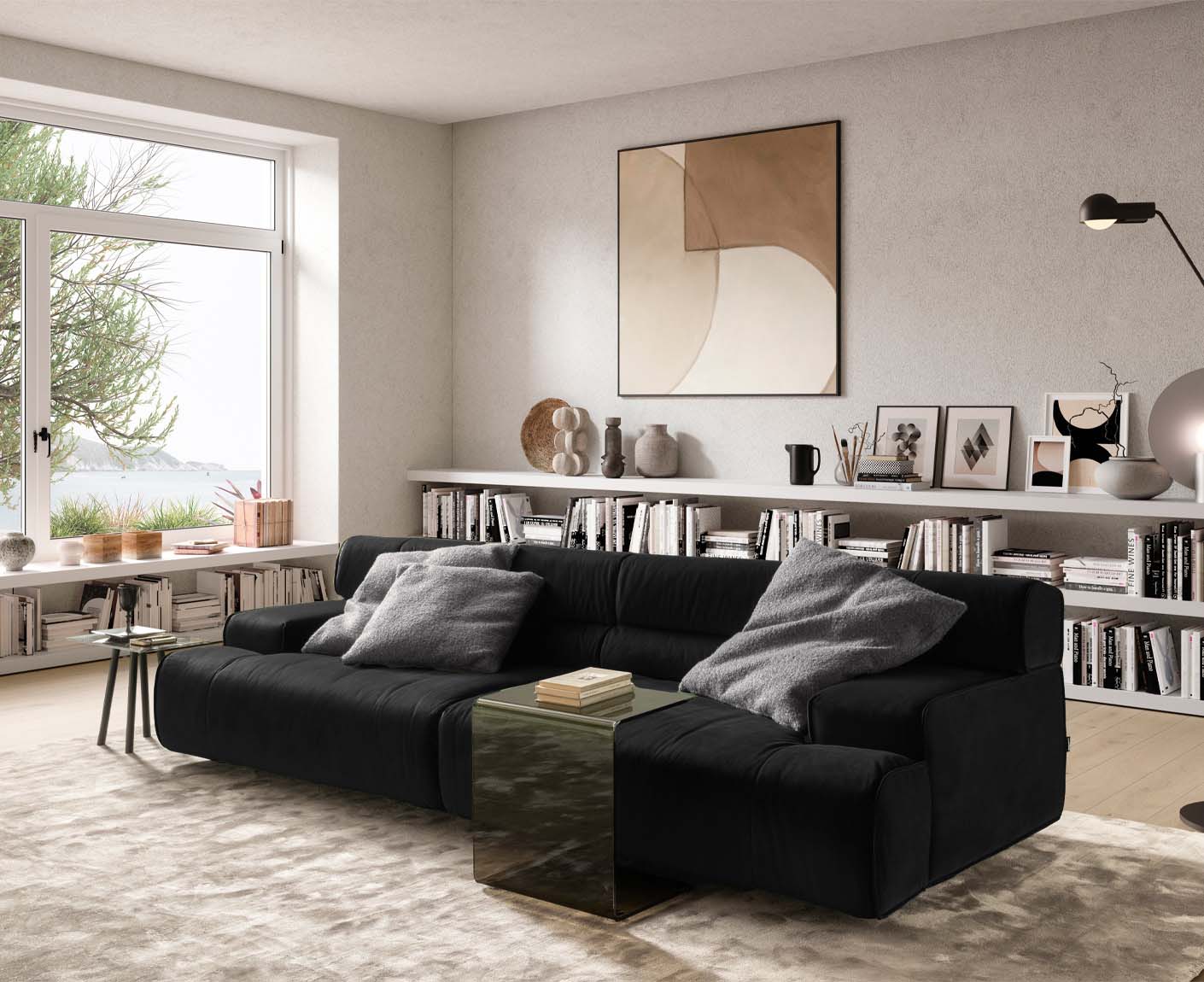 designwerk Colosseo 3-Sitzer Sofa | 280 x 114 cm| Velourstoff
