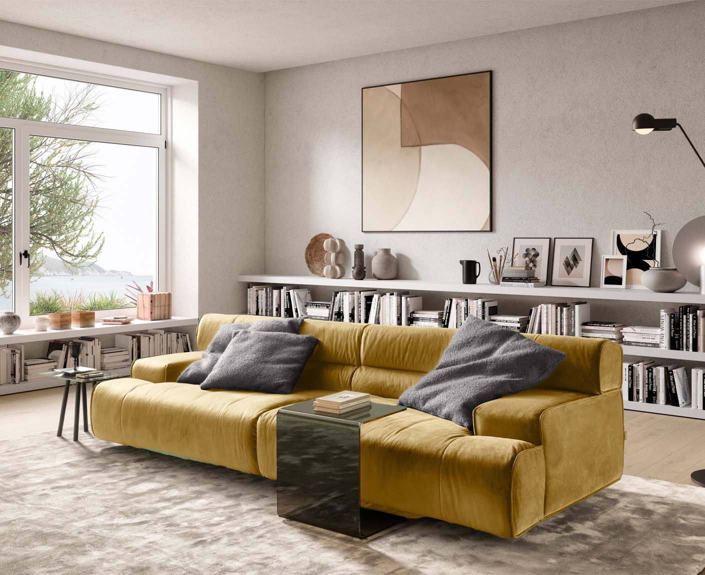 designwerk Colosseo 3-Sitzer Sofa | 280 x 114 cm| Velourstoff