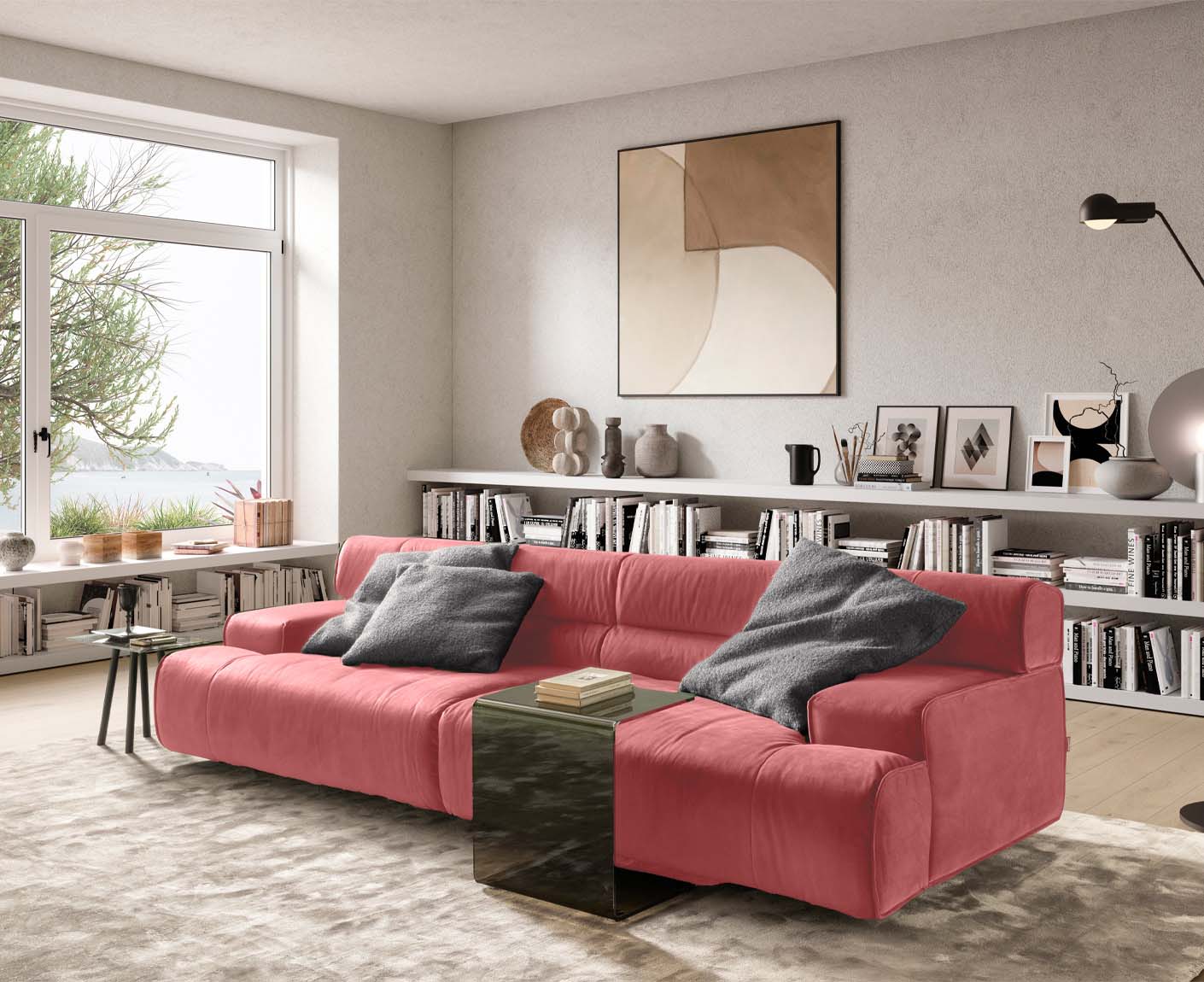 designwerk Colosseo 3-Sitzer Sofa | 280 x 114 cm| Velourstoff