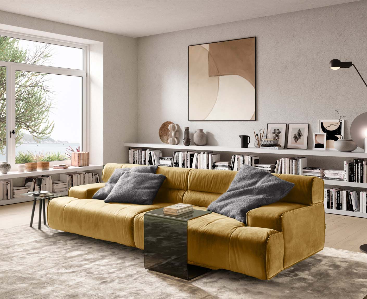 designwerk Colosseo 3-Sitzer Sofa | 280 x 114 cm| Velourstoff