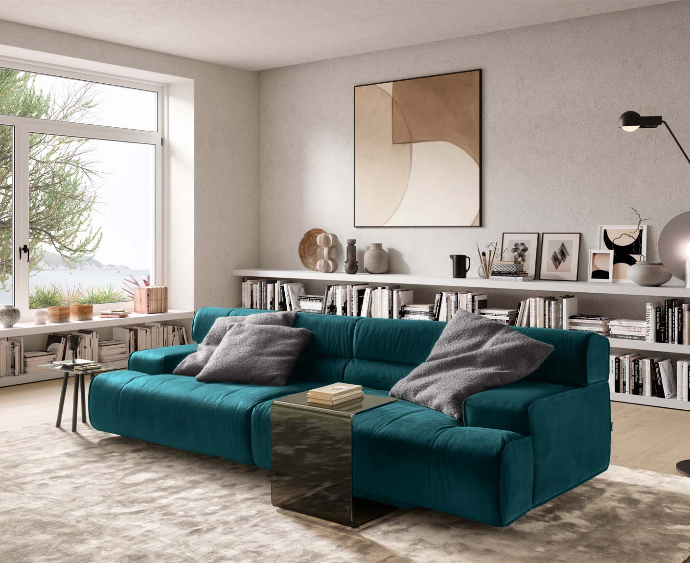 designwerk Colosseo 3-Sitzer Sofa | 280 x 114 cm| Velourstoff